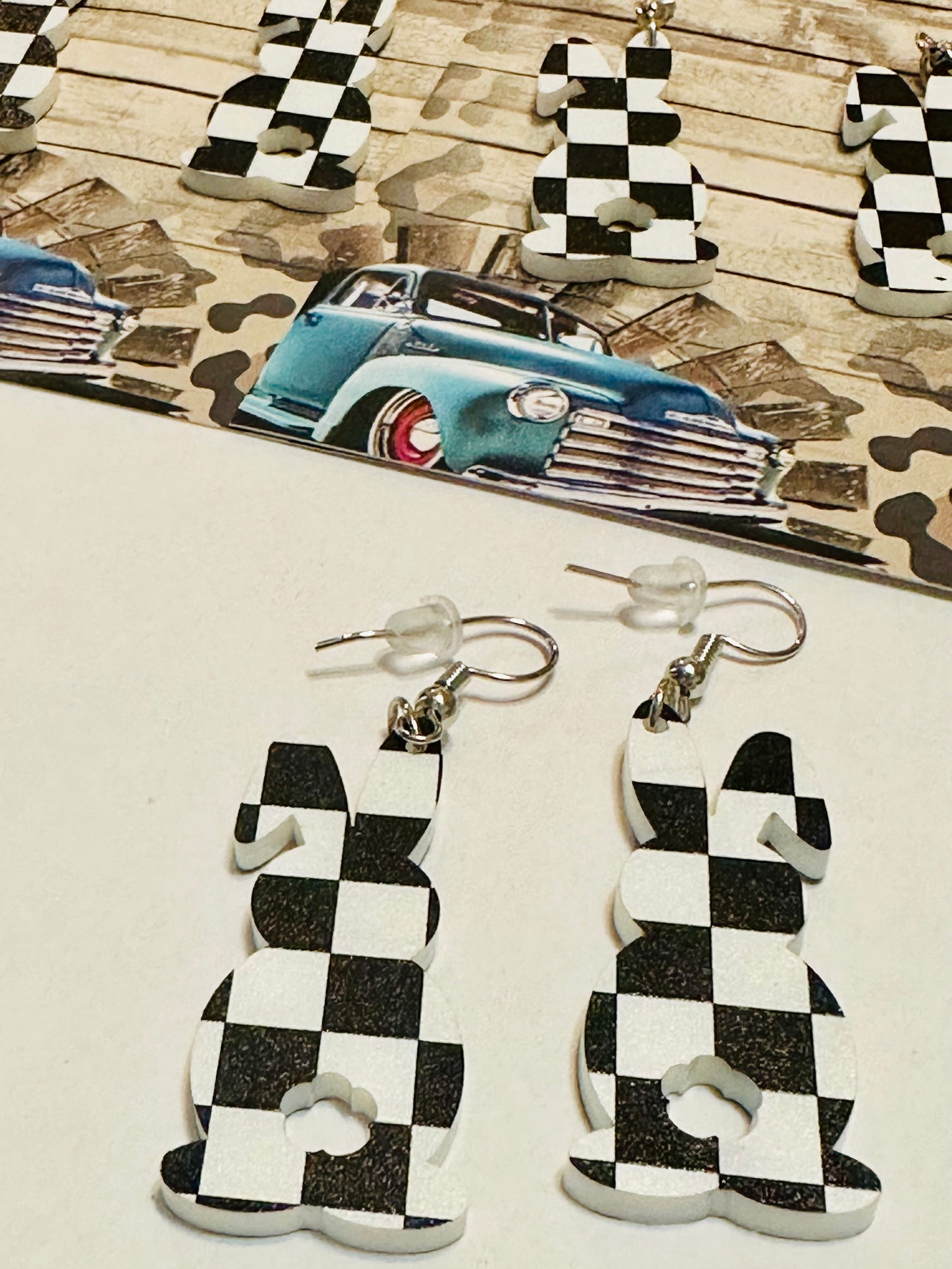 Checkered Bunny Earrings