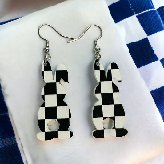 Checkered Bunny Earrings