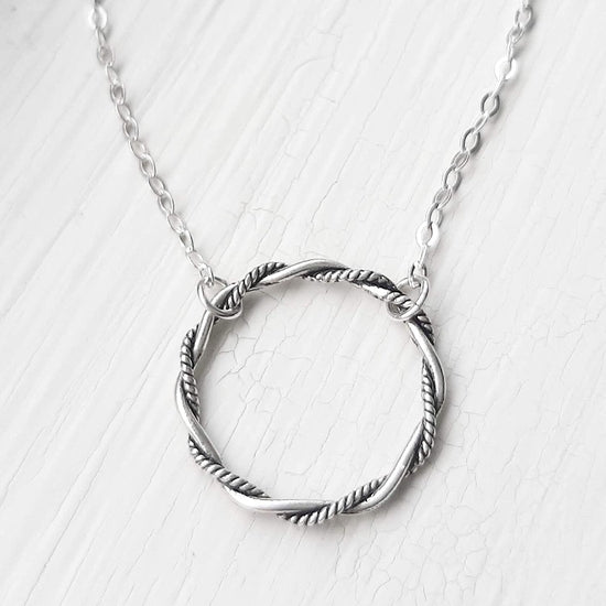 Twist Circle Sterling Silver Necklace