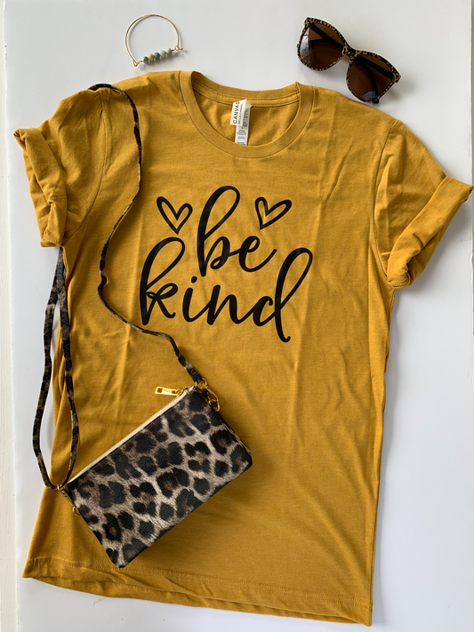 Be Kind Statement Graphic Tee - Heather Yellow