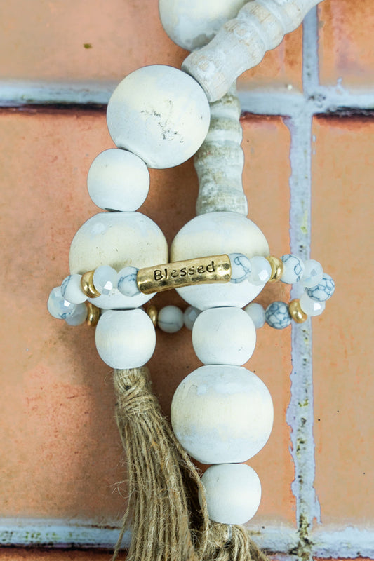 Goldtone BlessedWhite Semi-Precious & Glass Bracelet