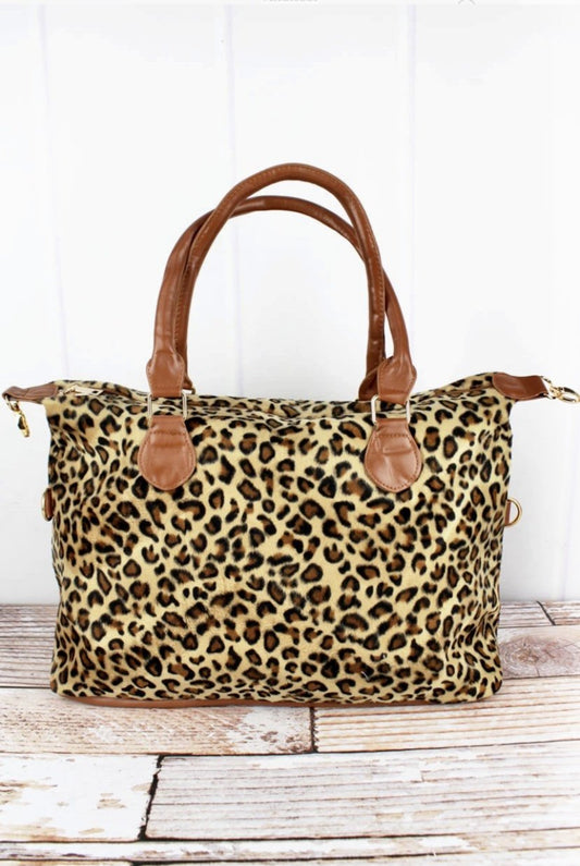 On The Scene Faux Leopard Tote