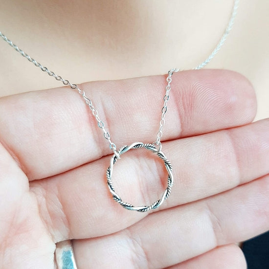 Twist Circle Sterling Silver Necklace