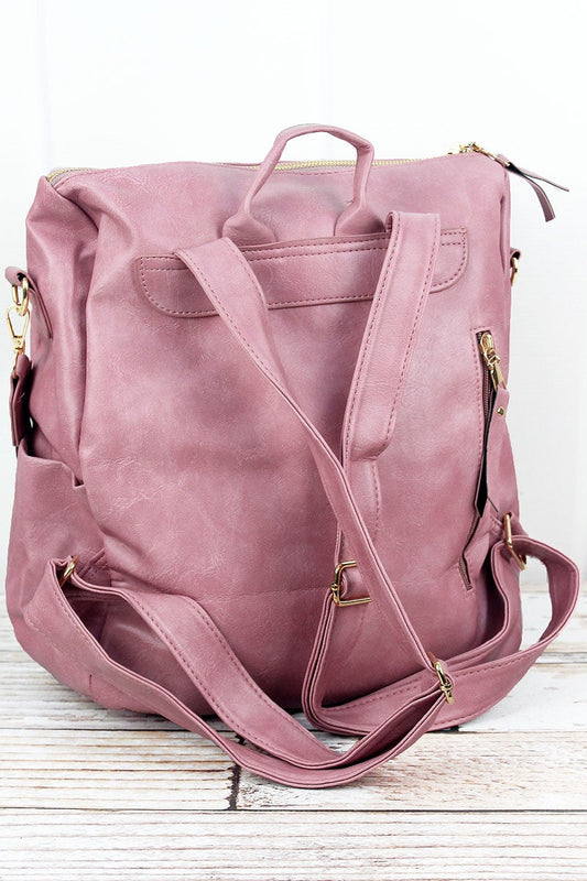 Rose Faux Leather Backpack Tote