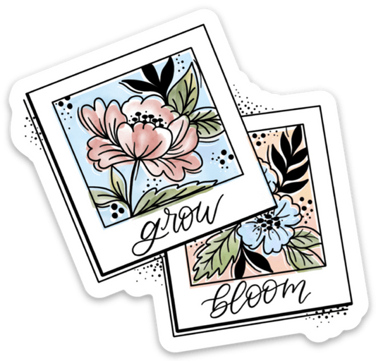 Grow and Bloom Polaroids Sticker 3x3in