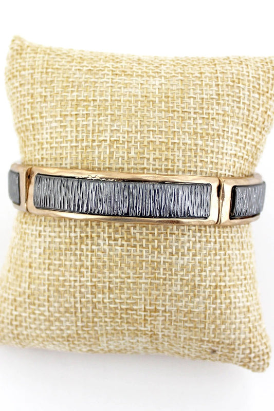 Hematite Hammered Goldtone Stretch Bracelet