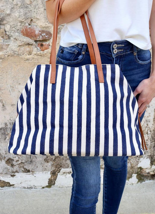 Kapolei Striped Tote Navy