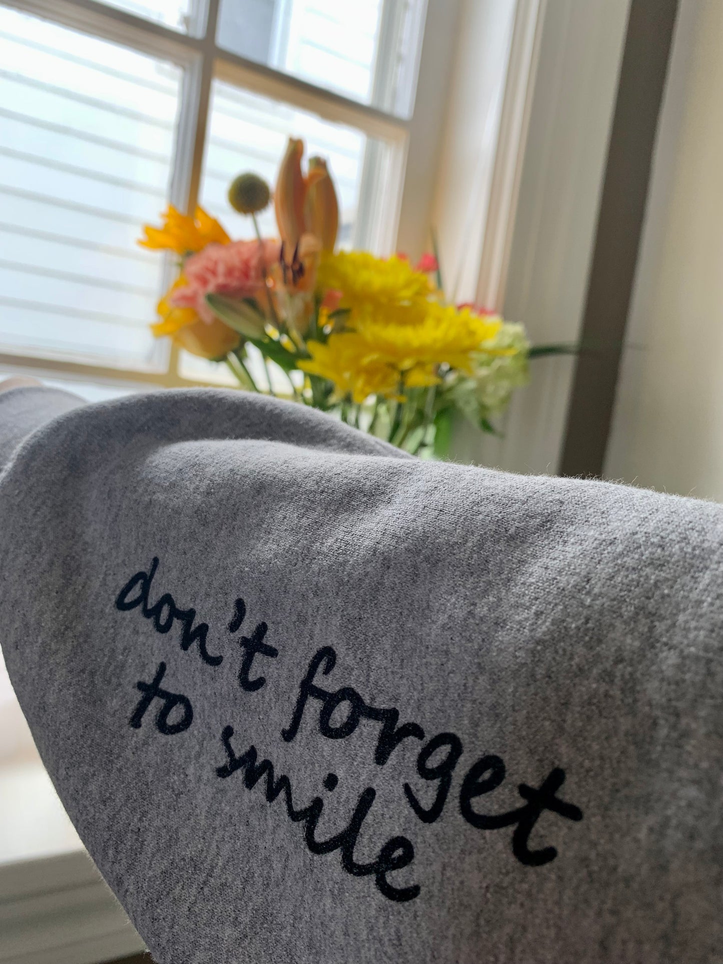 Gray Winking Don’t Forget To Smile Sweatshirt