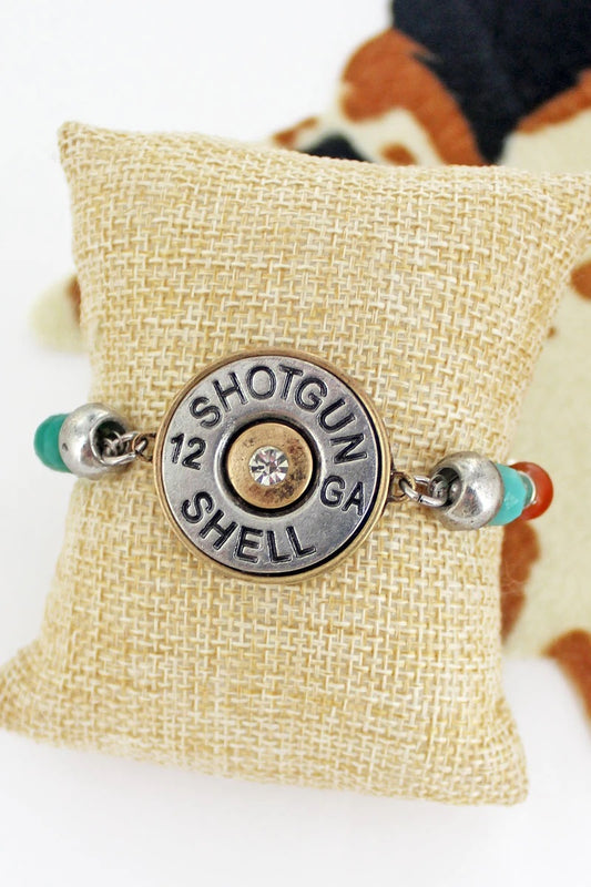 Two - Tone Crystal Shotgun Shell Beaded stretch Bracelet