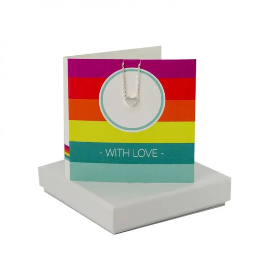 With Love Circle Stripe Card - Heart Necklace