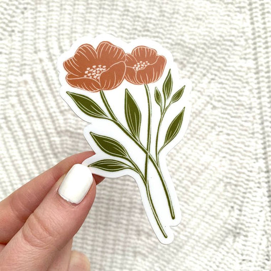 Orange Poppy Sticker 4x2”