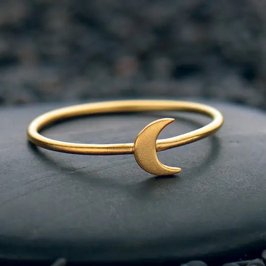 Gold Ring - Tiny Moon Ring with 24K Gold Plate