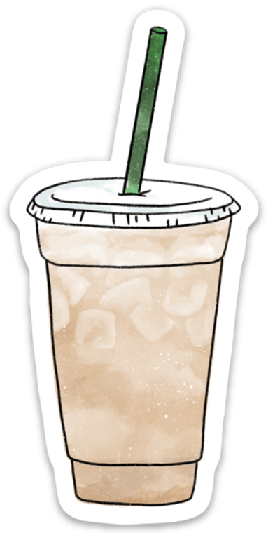 Watercolor Iced Chai Latte Sticker 4x2in