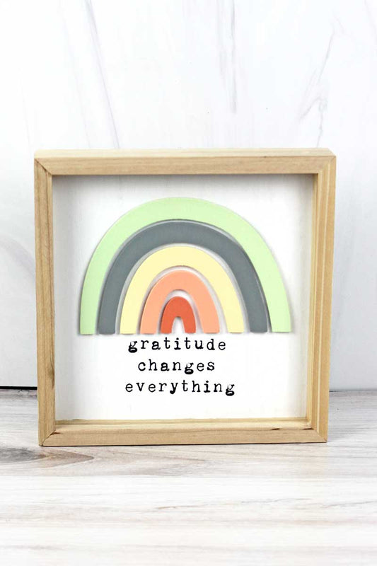 Gratitude Rainbow Wooden Box Sign