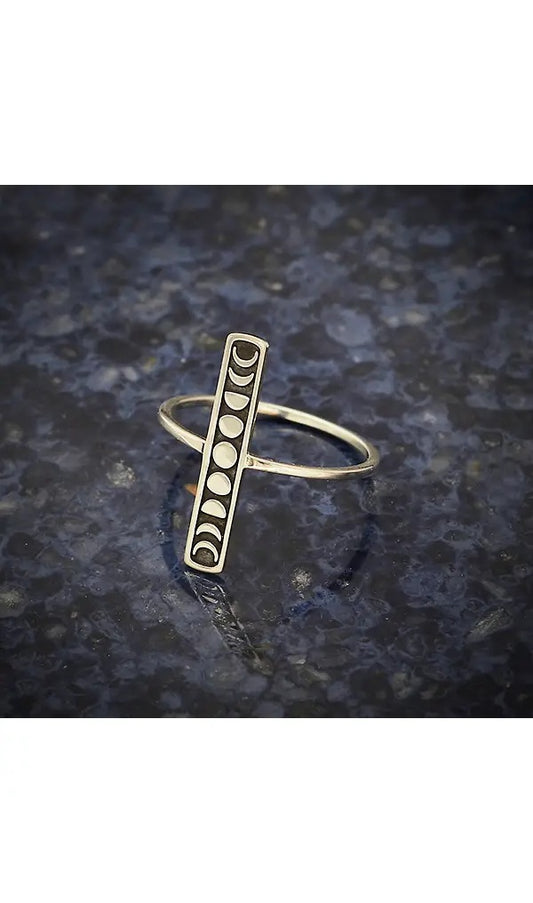 Sterling Silver Moon Phase Bar Ring