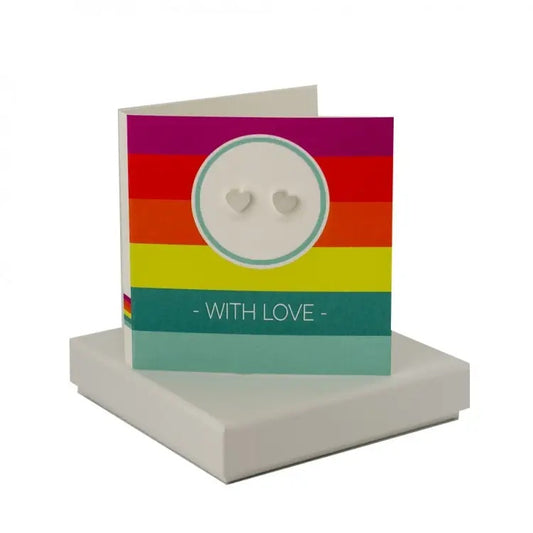 With Love Circle Stripe Card - Heart Studs