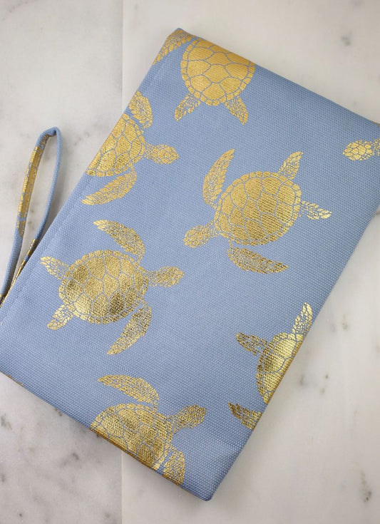 Gold Foil Turtle Pouch BLUE