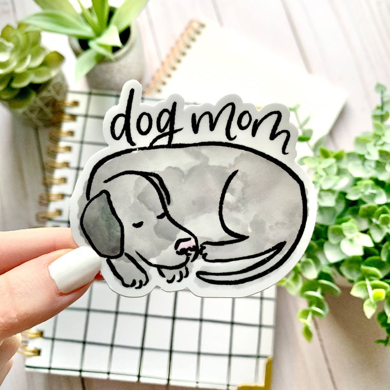 Watercolor Dog Mom Sticker 3x3in.