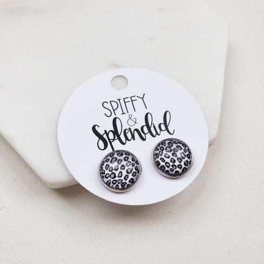 Snow Leopard Stud Earrings