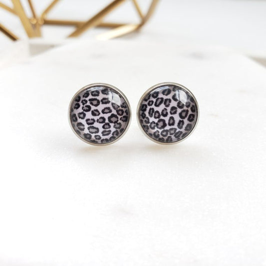 Snow Leopard Stud Earrings