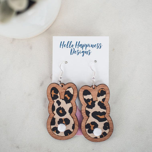 Leopard Easter Bunny Inset Dangles