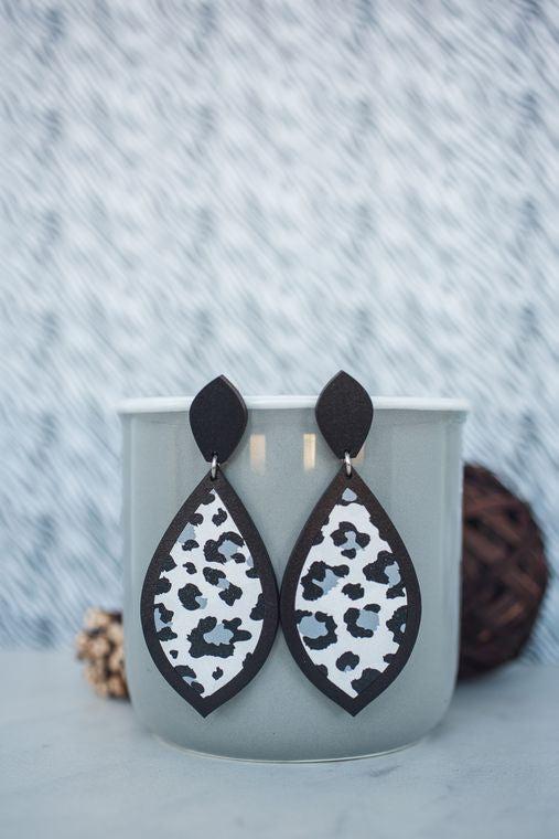 Snow Leopard Drop Inset Dangles