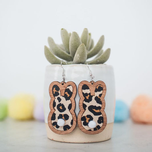 Leopard Easter Bunny Inset Dangles