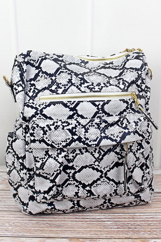 White Snake Backpack Tote