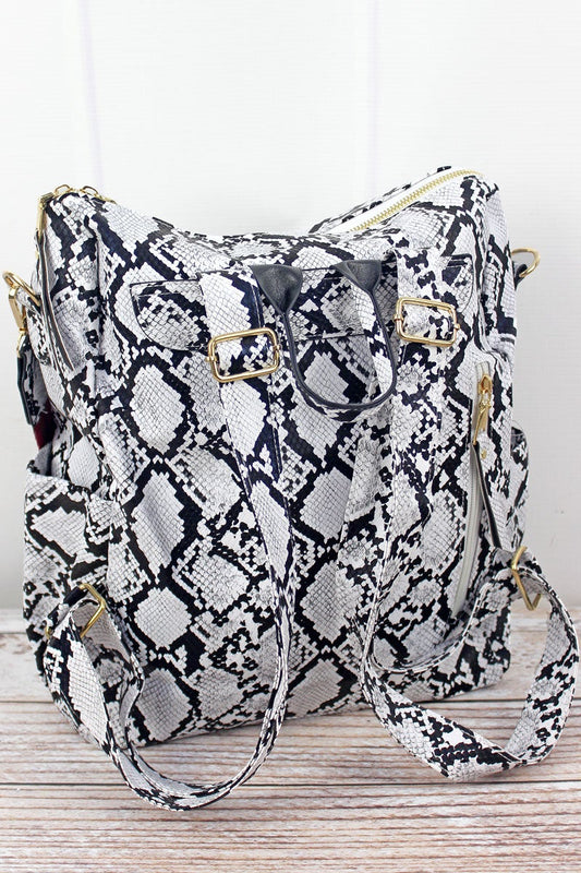 White Snake Backpack Tote